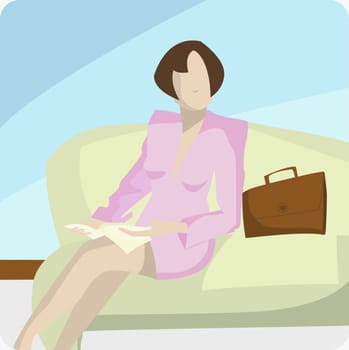 Businesswoman sitting on a couch