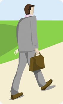 Businessman holding a briefcase and walking