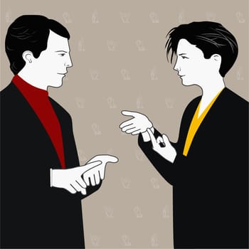 Businesspeople using sign language