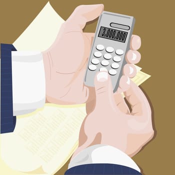 Calculator in a businessman's hands