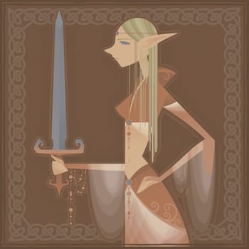 Young woman holding a sword