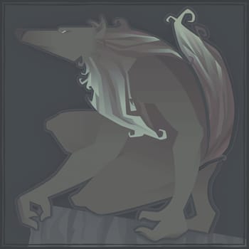 Mythological character of a man with the head of a wolf