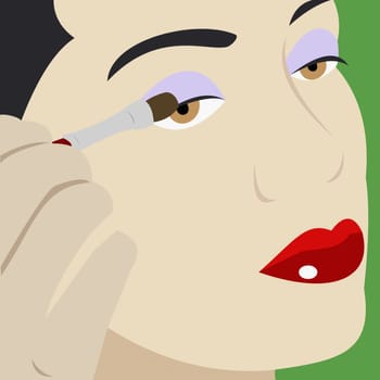 Young woman applying eyeshadow
