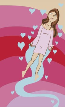 Portrait of a teenage girl with hearts around her