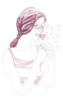Young woman with her hands clasped