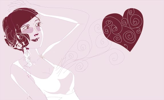 Young woman looking at a heart