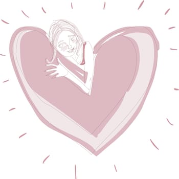 Young woman holding a heart