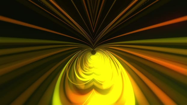 Colorful tunnel with lines, computer generated. 3d rendering abstract backdrop. Flight inside a stript corridor