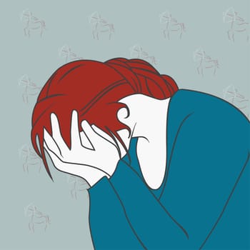 Young woman with her head in her hands