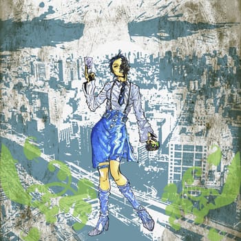 Businesswoman holding paper currency