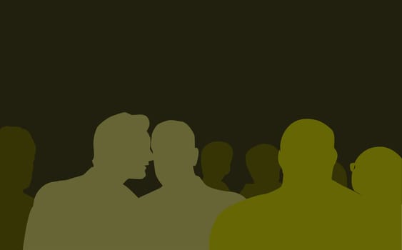 Silhouette of two men whispering