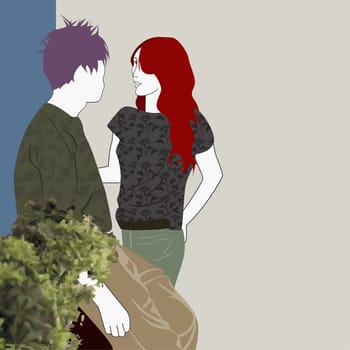 Young man talking to a young woman
