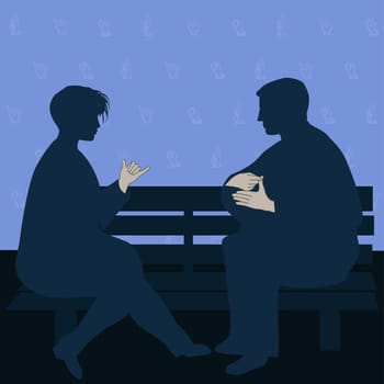Young man and a young woman using sign language