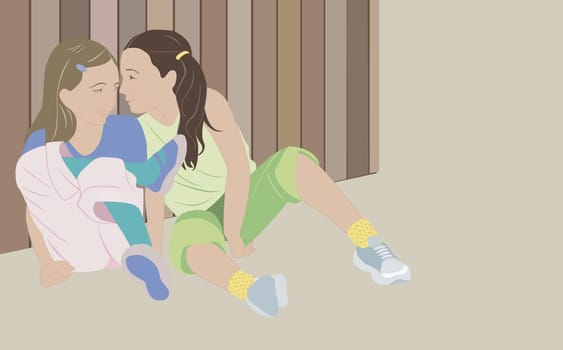 Two girls whispering