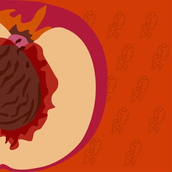Peach with a pattern of a couple embracing