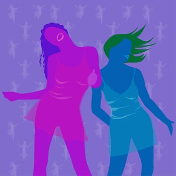 Two young women dancing