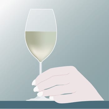 Human hand holding a glass of wine