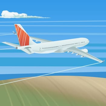 High angle view of an airplane in flight