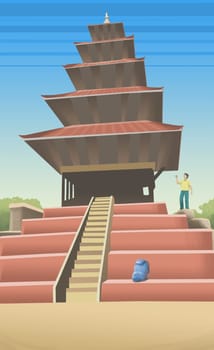 Low angle view of a pagoda