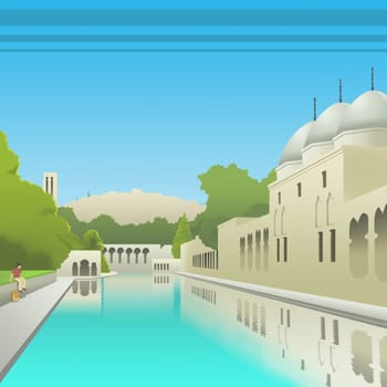 Reflection of a castle in water