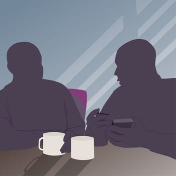 Two men sitting at a table in a restaurant