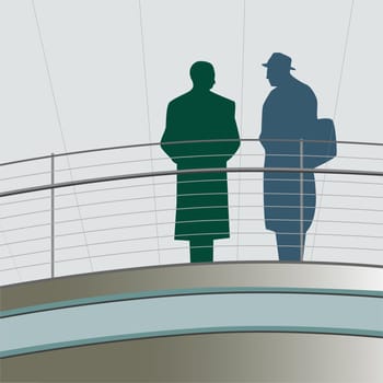 Two young men standing on the deck of a ship and talking