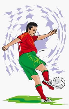 Side profile of a soccer player playing soccer