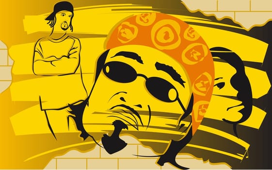 Graffiti of a man wearing sunglasses and bandana