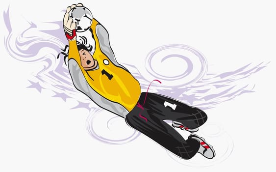 Soccer goalie diving for a soccer ball