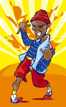Young man breakdancing