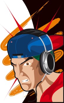 Young man wearing headphones