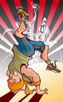 Young man breakdancing in a nightclub