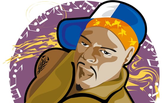 Young man wearing a bandana and a cap