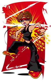 Young woman breakdancing