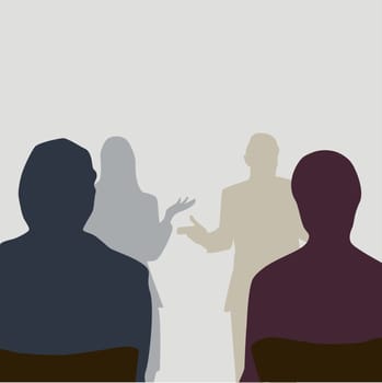 Silhouette of four people standing together