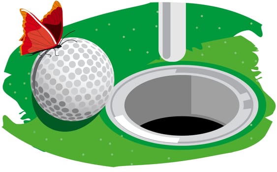 Golf ball near a hole