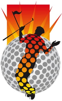 Person holding a golf club in front of a golf ball