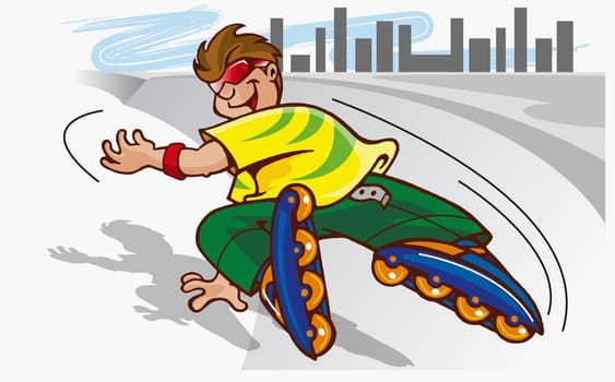 Rear view of a boy skating