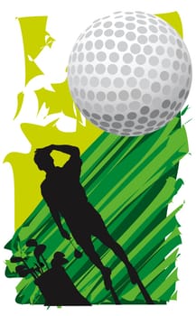 Silhouette of a man looking at a golf ball