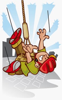 Boy bungee jumping