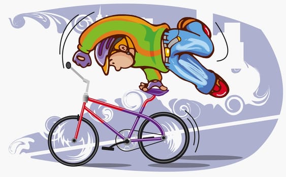 Boy doing stunts on a bicycle