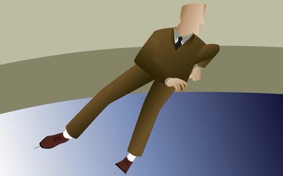 Businessman ice-skating