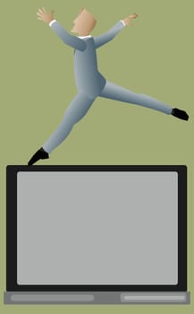 Businessman performing on a balance beam