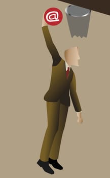 Businessman playing basketball