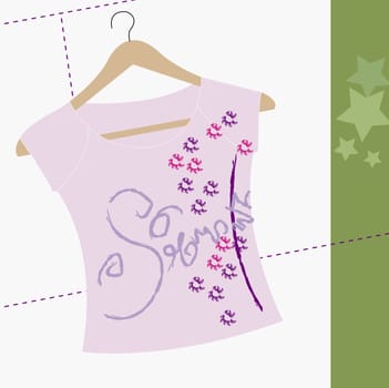 Close-up of a t-shirt on a hanger