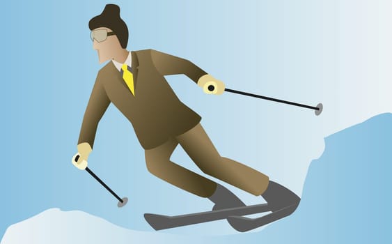 Businessman skiing