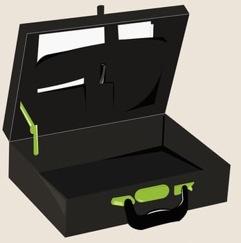 Close-up of an open briefcase