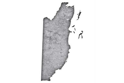 Map of Belize on weathered concrete