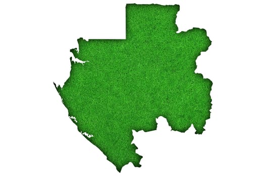 Map of Gabon on green felt