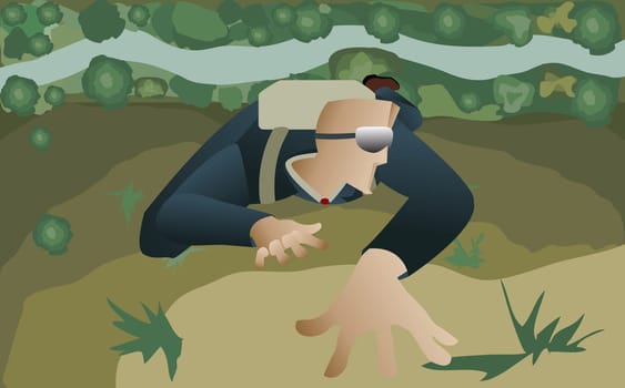 Businessman rock climbing